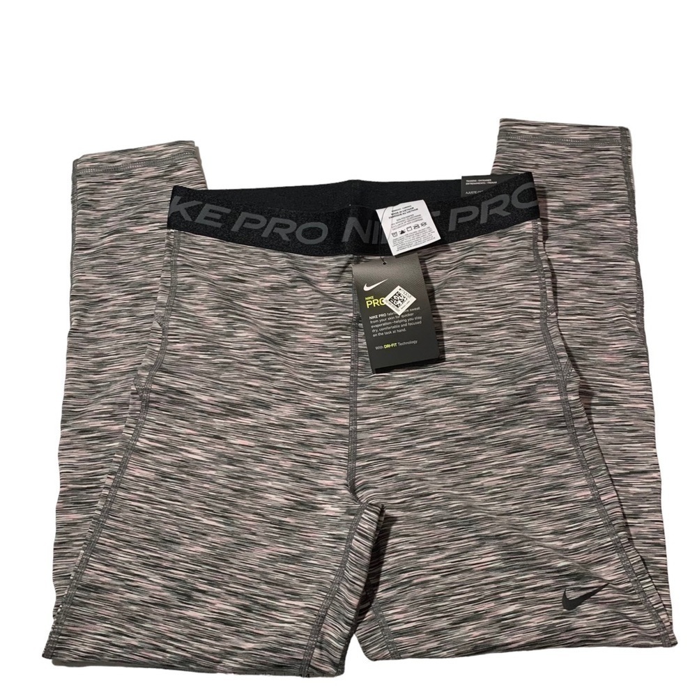 New Nike Pro Tight Fit Women’s Crop Leggings small Heather Gray Pink BNWT